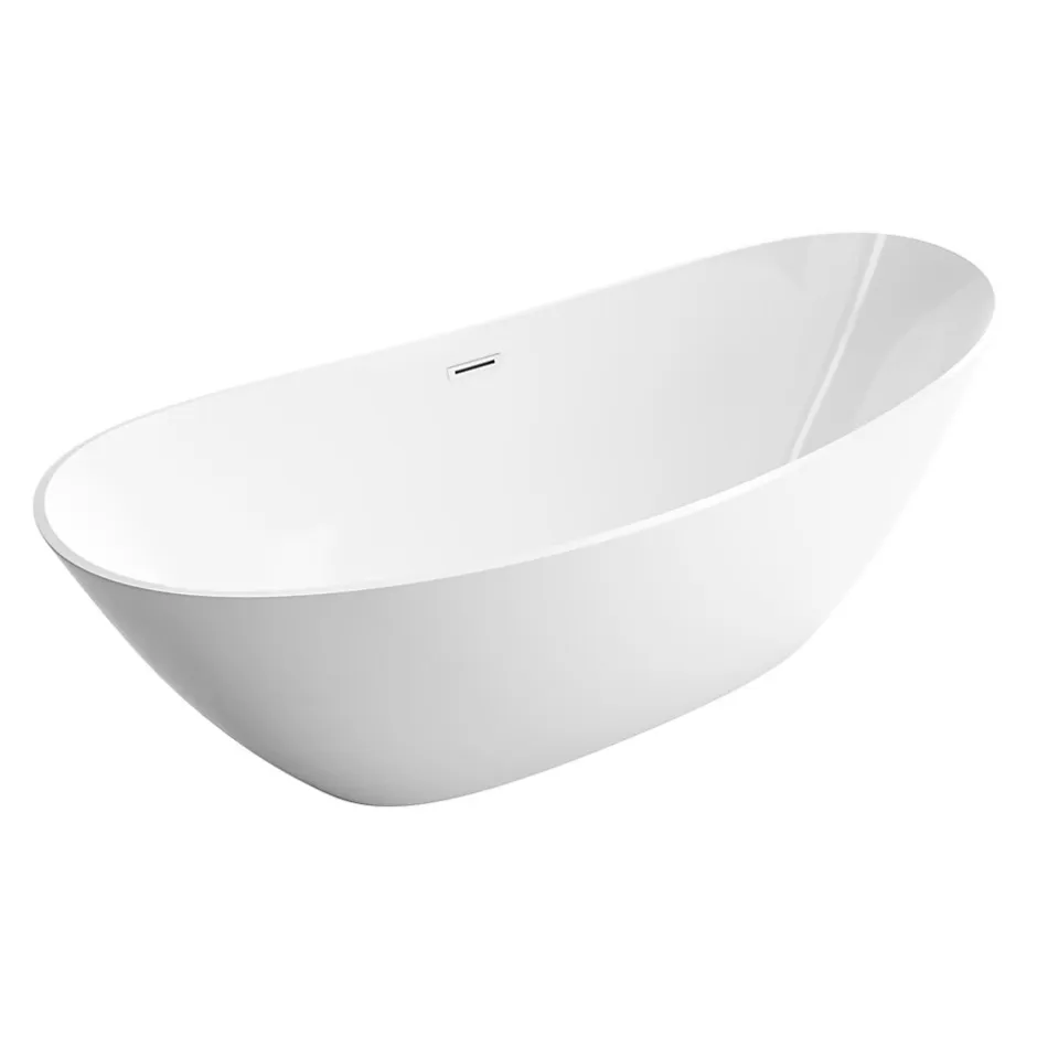 Bernstein Baignoire îlot Acrylique ovale 170x78x69cm + Bonde et trop plein - Blanc brillant - BELLAGIO 2.0* Baignoire Îlot