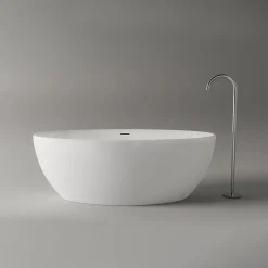 Bernstein Baignoire îlot Acrylique ovale 180x80x60cm Blanc brillant + Bonde et trop plein - TERRA 2.0