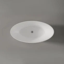 Bernstein Baignoire îlot Acrylique ovale 180x80x60cm Blanc brillant + Bonde et trop plein - TERRA 2.0