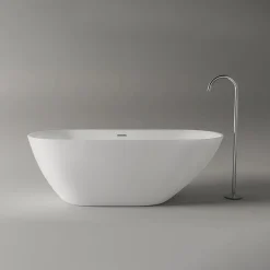 Bernstein Baignoire îlot Acrylique ovale design 170x75x58cm Blanc mat + Bonde et trop plein - ROMA 2.0