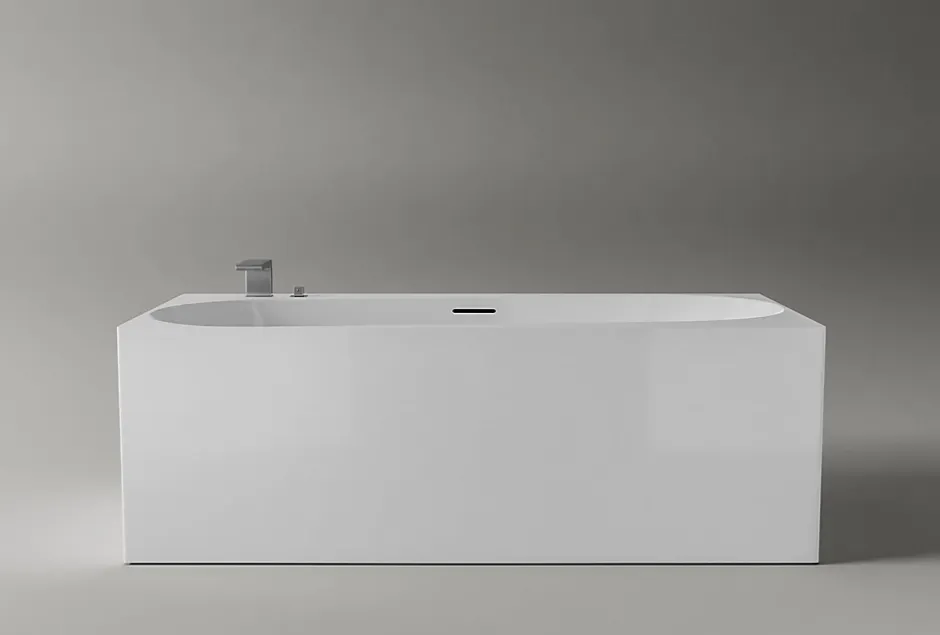 Bernstein Baignoire îlot Acrylique Rectangulaire Moderne pour Salle de Bain + Bonde + trop plein, Blanc, 170x78x58cm, Garantie 5 ans, ONDA* Baignoire Îlot