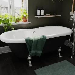 GoodHome Baignoire îlot adossée 170 x 80 cm noire, Emba* Baignoire Îlot