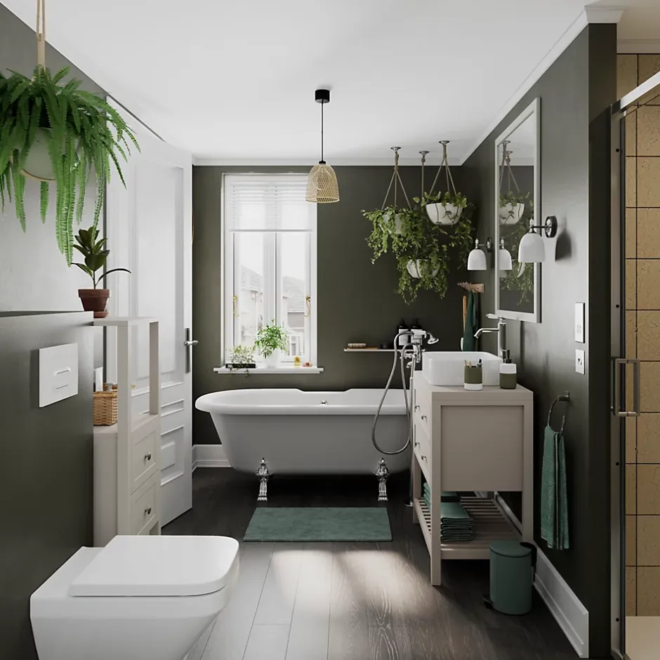 GoodHome Baignoire îlot adossée 170 x 80 cm blanche, Emba* Baignoire Îlot