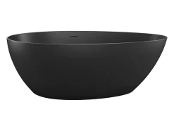 Vente-unique Baignoire îlot asymétrique - 245 L - 160 x 82 x 58 cm - Noir mat - Acrylique - APULIA* Baignoire Îlot
