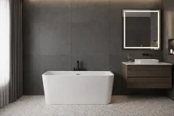 Otitec Baignoire îlot avec vidage - 160 x 75 cm - Blanc brillant - MIRABELLE