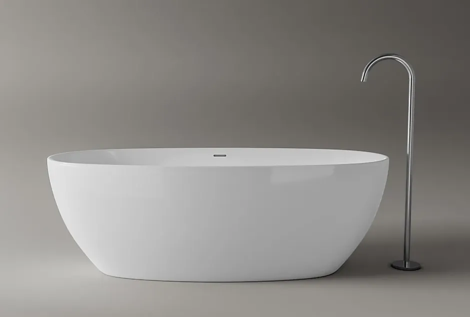 Bernstein Baignoire îlot BELAQUA - Acrylique sanitaire - Blanc brillant - 170x80x58cm - Garantie 5 ans - Sans robinet ni siphon