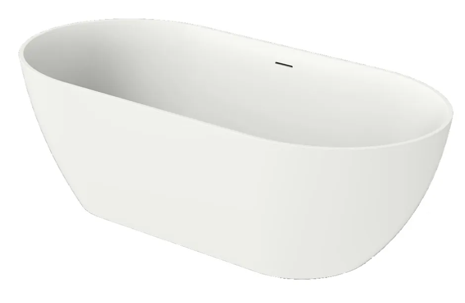 Poalgi Baignoire îlot blanche Solid Surface 168x80x53,5 cm inclus tablette - modèle SHIRO* Baignoire Îlot