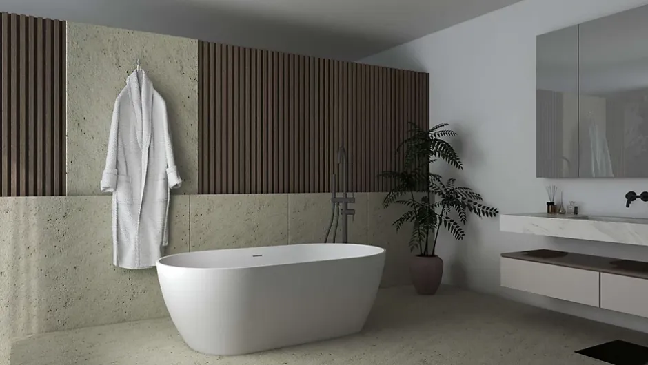 Poalgi Baignoire îlot blanche Solid Surface 168x80x53,5 cm inclus tablette - modèle SHIRO* Baignoire Îlot