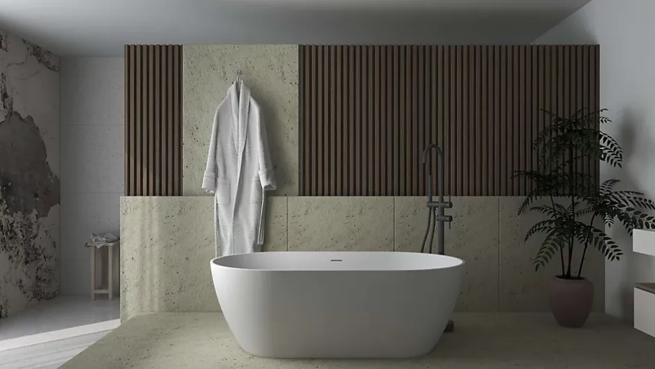 Poalgi Baignoire îlot blanche Solid Surface 168x80x53,5 cm inclus tablette - modèle SHIRO* Baignoire Îlot