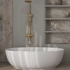 Poalgi Baignoire îlot blanche Solid Surface 170x80x51 cm inclus tablette - modèle MENORCA