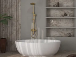 Poalgi Baignoire îlot blanche Solid Surface 170x80x51 cm inclus tablette - modèle MENORCA