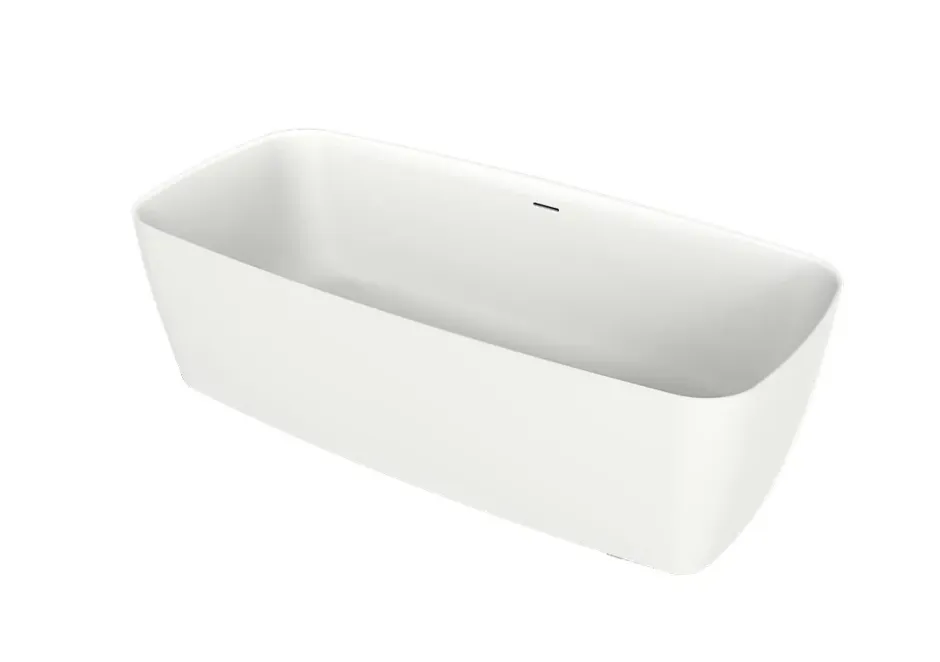 Poalgi Baignoire îlot blanche Solid Surface 170x80x50 cm inclus tablette - modèle KABU