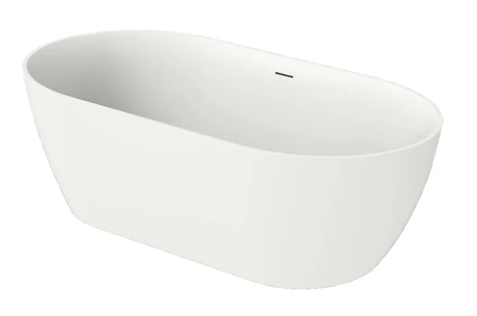 Poalgi Baignoire îlot blanche Solid Surface 157x80x52,5 cm inclus tablette - modèle SHIRO