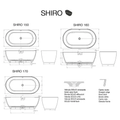 Poalgi Baignoire îlot blanche Solid Surface 157x80x52,5 cm inclus tablette - modèle SHIRO