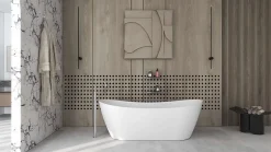 Poalgi Baignoire îlot blanche Solid Surface 180x80x63 cm inclus tablette - modèle CAPRI* Baignoire Îlot