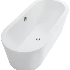 Sanindusa Baignoire îlot blanche 180x80 ovale à poser au sol acrylique très haute densité Freestanding UrbY Plus (avec vidage)* Baignoire Îlot