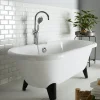 Planète Bain Baignoire îlot Charly blanche rétro + pieds conique noir