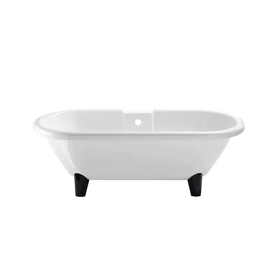 Planète Bain Baignoire îlot Charly blanche rétro + pieds conique noir