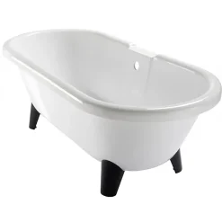 Planète Bain Baignoire îlot Charly blanche rétro + pieds conique noir