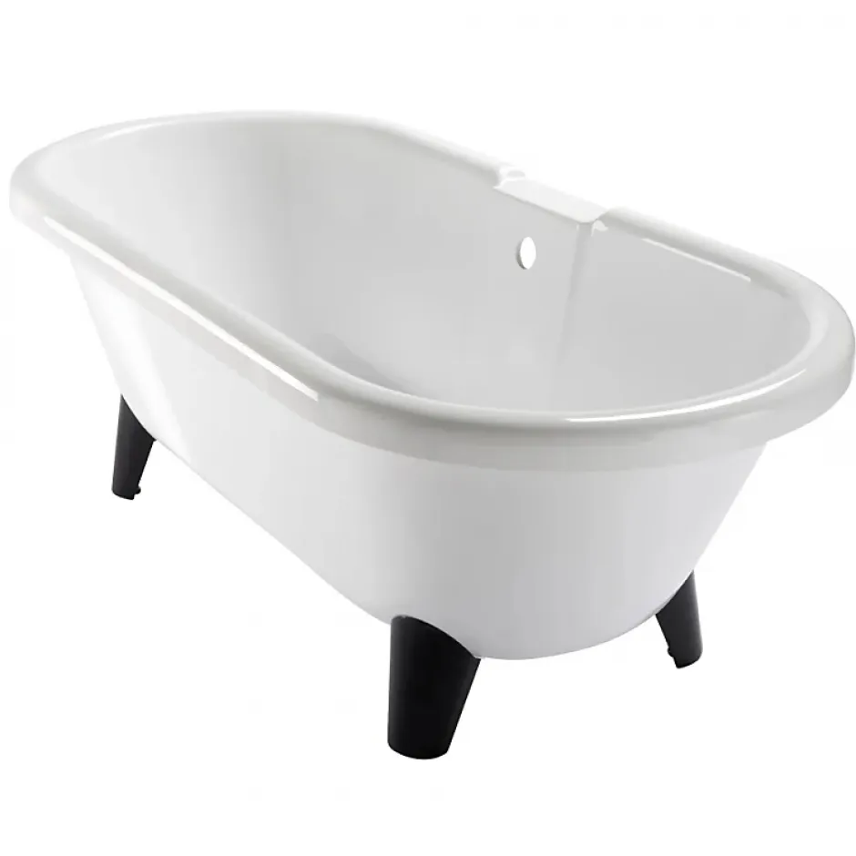 Planète Bain Baignoire îlot Charly blanche rétro + pieds conique noir