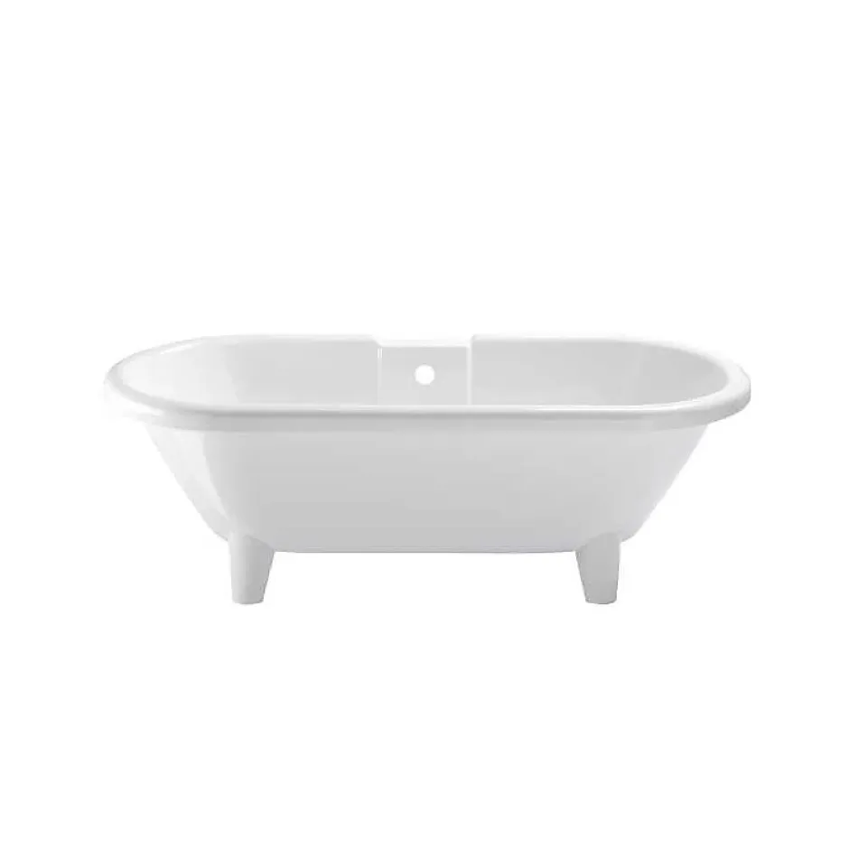 Planète Bain Baignoire îlot Charly blanche rétro + pieds conique blanc
