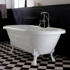 Planète Bain Baignoire îlot Charly ovale rétro avec pieds patte de lion blanc* Baignoire Îlot