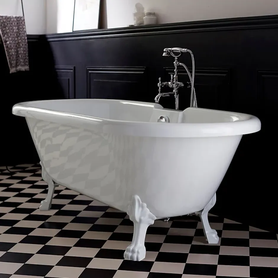 Planète Bain Baignoire îlot Charly ovale rétro avec pieds patte de lion blanc* Baignoire Îlot