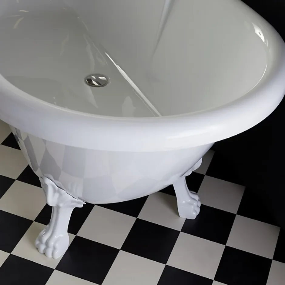 Planète Bain Baignoire îlot Charly ovale rétro avec pieds patte de lion blanc* Baignoire Îlot