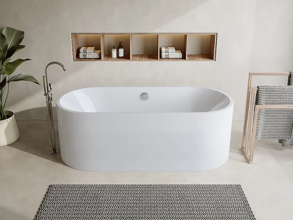 Vente-unique Baignoire îlot design - 221 L - 170 x 75 x 58 cm - Blanche - KATOUCHA* Baignoire Îlot