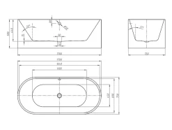 Vente-unique Baignoire îlot design - 221 L - 170 x 75 x 58 cm - Blanche - KATOUCHA* Baignoire Îlot