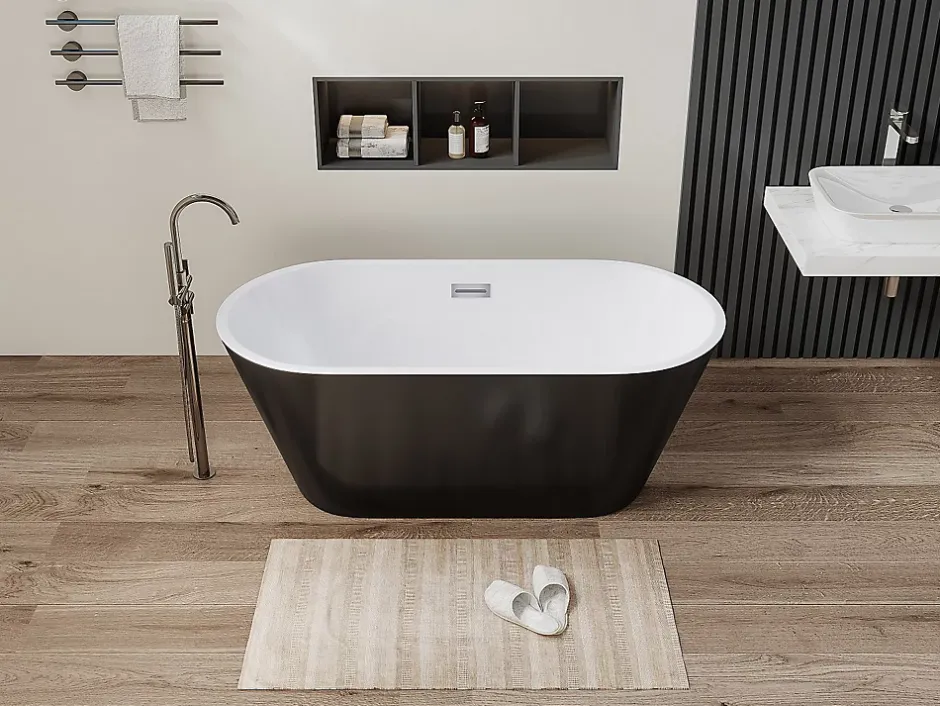 Vente-unique Baignoire îlot design - 201 L - 150 x 70 x 58 cm - Noire - TWIGGY* Baignoire Îlot