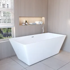 AICA Sanitaire Baignoire îlot design en acrylique - 250L - 150 x 72 x 56cm - Confort ergonomique et élégance moderne - avec Bonde et trop plein* Baignoire Îlot