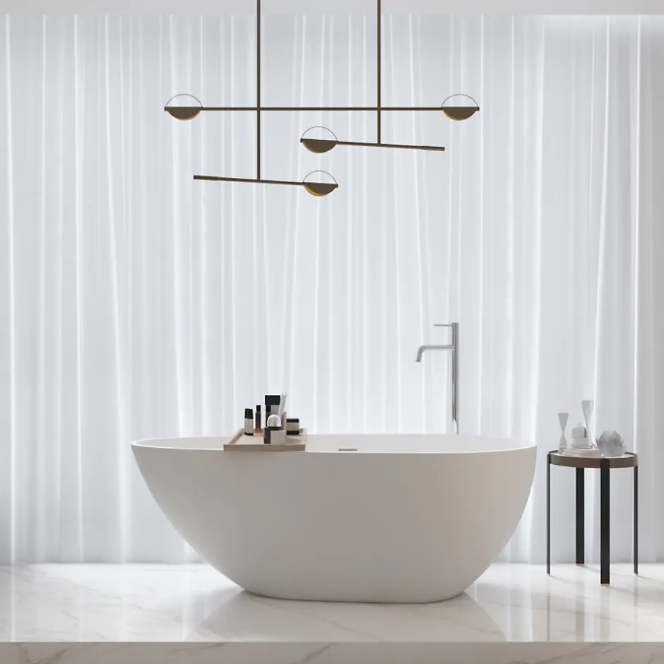 Stano Baignoire îlot design en solid surface ovale HELSINKI 150 cm* Baignoire Îlot