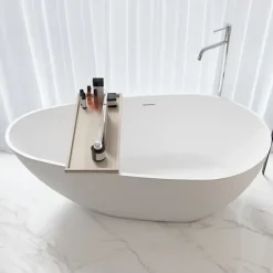 Stano Baignoire îlot design en solid surface ovale HELSINKI 150 cm* Baignoire Îlot