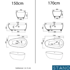 Stano Baignoire îlot design en solid surface ovale HELSINKI 170 cm