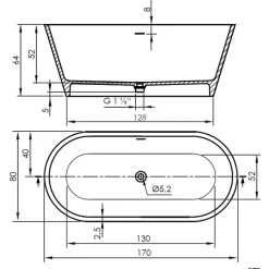 Sanycces Baignoire îlot design en sanydur ovale MODERN 170 cm* Baignoire Îlot