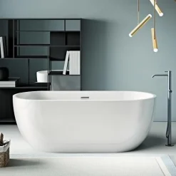 Stano Baignoire îlot design ovale BOSTON blanche 142 cm* Baignoire Îlot