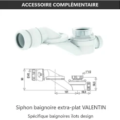 Stano Baignoire îlot design ovale BOSTON blanche 142 cm* Baignoire Îlot