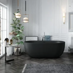 Stano Baignoire îlot design ovale LISBON noir mat 170 cm* Baignoire Îlot