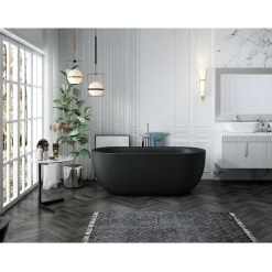 Stano Baignoire îlot design ovale LISBON noir mat 170 cm* Baignoire Îlot