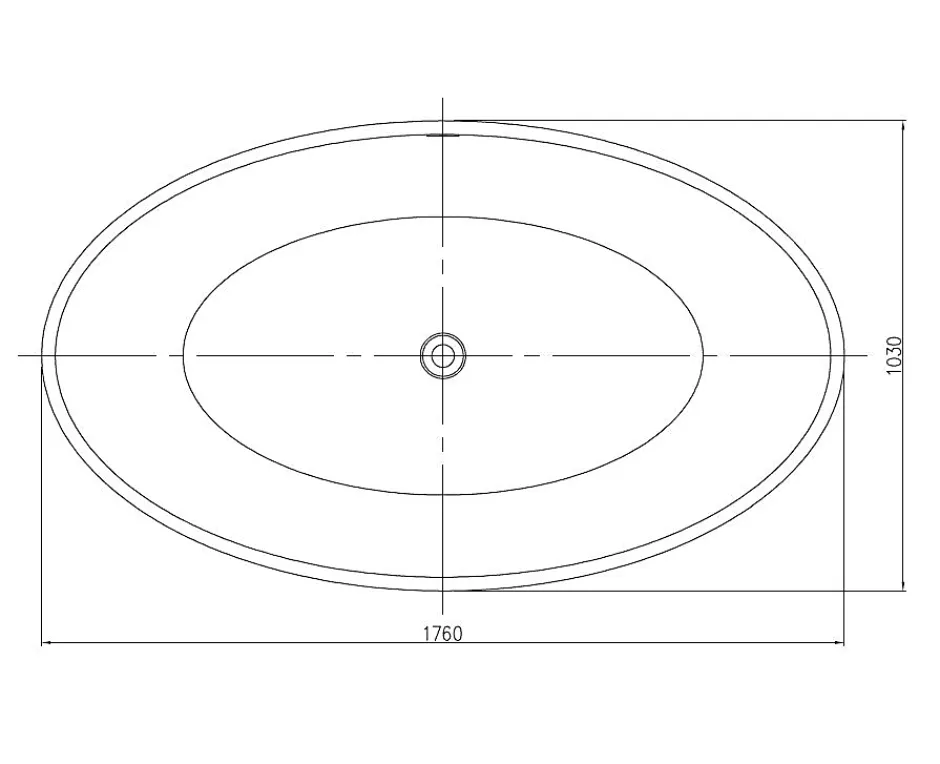 Bernstein Baignoire îlot en fonte minérale RELAX - 176x103cm - Avec siphon, Blanc mat, Avec robinet mitigeur 8028B