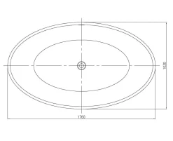 Bernstein Baignoire îlot en fonte minérale RELAX - 176x103cm - Sans siphon, Blanc mat, Avec robinet mitigeur 8028B* Baignoire Îlot