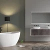 Bernstein Baignoire îlot en fonte minérale HAWAII STONE - 180x85cm - Sans siphon, Blanc brillant, Avec robinet mitigeur 8028B