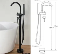 Bernstein Baignoire îlot en fonte minérale HAWAII STONE - 180x85cm - Sans siphon, Blanc brillant, Avec robinet mitigeur 8028B