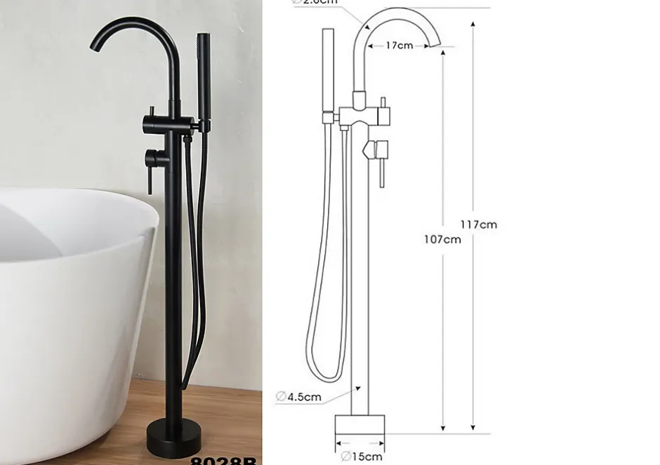 Bernstein Baignoire îlot en fonte minérale HAWAII STONE - 180x85cm - Sans siphon, Blanc brillant, Avec robinet mitigeur 8028B