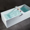 Bernstein Baignoire îlot en fonte minérale 170x72x55cm Blanc mat - LUNA STONE + siphon + robinet sur pied 1523C