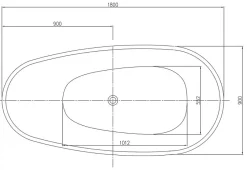 Bernstein Baignoire îlot en fonte minérale VELA STONE - blanc mat, 180x90cm - Avec robinet mitigeur 8028, Avec siphon
