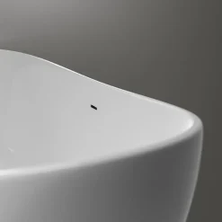Bernstein Baignoire îlot Fonte minérale ovale 180x85x64cm + bonde et trop plein - Blanc brillant - HAWAII STONE