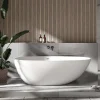 Bernstein Baignoire îlot fonte minérale ovale autoportante Moderne avec bonde - 170x86x54cm - VELA Blanc mat