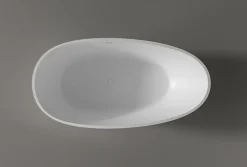 Bernstein Baignoire îlot fonte minérale ovale autoportante Moderne avec bonde - 170x86x54cm - VELA Blanc mat